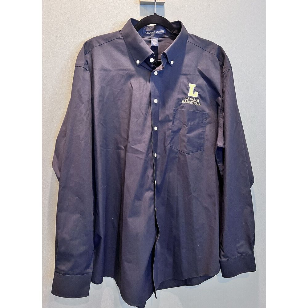 La Salle Basketball Shirt Mens XL Blue Long Sleeve‎ Dress Shirt Devon & Jones